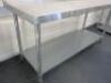 Vogue Stainless Steel Prep Table with Back Splash & Shelf Under, Size H90cm x W180cm x D70cm. - 3