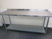 Modena Stainless Steel Prep Table with Back Splash & Shelf Under, Size H90cm x W180cm x D60cm.