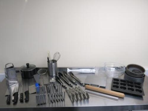 Quantity of Kitchen Accessories to Include: Cookworks Hand Blender, Scales, Glass Mixing Bowls, Saucepan With Lid, Baking Tins, Assorted Knives & Other Utensils (As Viewed/Pictured).