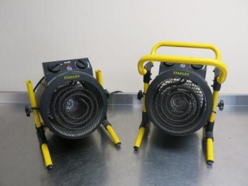 Pair of Stanley 2000w Electric Fan Heater, Model ST-52-241-E.NOTE: missing 1 x handle.