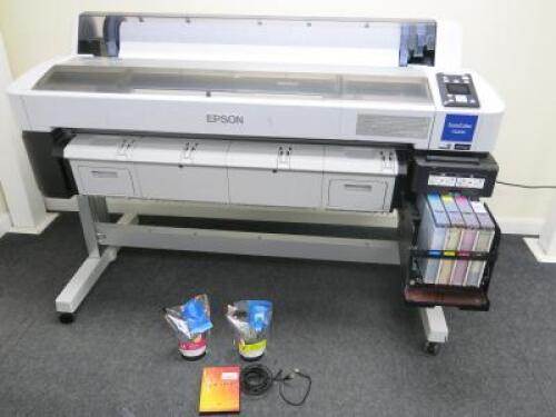 Epson Surecolour SC-F6200 Digital Dye Sublimation Roll Fed Printer, Model K213B, DOM 2016, Printer Usage Count 38123m2. Comes with 2 x Epson Ink Packs (1 x Magenta & 1 x Yellow) & Wasatch Software Rip.