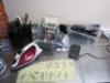 Assortment of Haberdashery & Sewing Machine Accessories to Include: 2 x Component Racks, Large Qty of Groz-Beckert & Schmetz Needles, Stationery Holder with An Assortment of Scissors, Poin Cushion, Russell Hobbs Auto Steam Iron, G Clamps, Sewing Machine P - 3