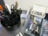 Assortment of Haberdashery & Sewing Machine Accessories to Include: 2 x Component Racks, Large Qty of Groz-Beckert & Schmetz Needles, Stationery Holder with An Assortment of Scissors, Poin Cushion, Russell Hobbs Auto Steam Iron, G Clamps, Sewing Machine P - 6