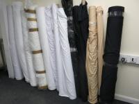 16 x Rolls and Part Rolls of White, Black & Nude Assorted Fabrics (1.5-1.6 Width).