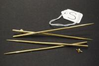 Phine Azagaie Gold Plated (925 marked) twin spike shoulder duster earring pair (one detached fitting).