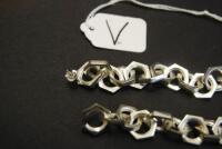 Phine Forever Interlinked Collection Silver Plated (925 marked) eighteen hexagon nut shape interlinked earring pair.