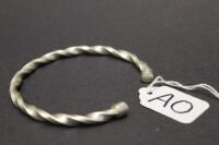 Phine Stark Mens Collection Silver Plated matt twisted solid bangle with internal engraving 'COCO'S LIBERTY'.