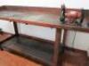 Steel Work Bench with Shelf Under, Size H87cm x W201cm x D65CM. Comes with Record No 6 Vice & Sealey Bench Grinder. - 4