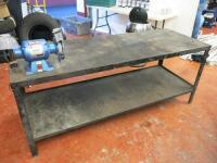 Metal Heavy Duty Work Bench with Shelf Under, Size H74cm x W183cm x D66cm. Comes with Clarke Metal Worker 6" Bench Grinder, Model CBG6RWC.