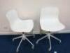 Pair of Height Adjustable Swivel Chairs on White Metal Frame. - 2