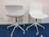 Pair of Height Adjustable Swivel Chairs on White Metal Frame. - 3