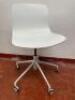 Pair of Height Adjustable Swivel Chairs on White Metal Frame. - 4