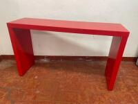 5 x Ikea Lack & Malm Tables in Red to Include: 2 x Lack Side Tables, Size H45cm x W55cm x D55cm & 3 x Rectangular Malm Tables, Size H72cm x W125cm x D36cm.