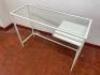 Metal Framed Console Table with Glass Top & Shelf Under In White. Size H74cm x W100cm x D36cm - 2