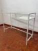 Metal Framed Console Table with Glass Top & Shelf Under In White. Size H74cm x W100cm x D36cm - 3