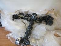 Pair of 9 Arm Ceiling Light Black Perspex Candelabra. NOTE: both sets of candelabra arms require restoration (As Viewed/Pictured).