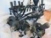 Pair of 9 Arm Ceiling Light Black Perspex Candelabra. NOTE: both sets of candelabra arms require restoration (As Viewed/Pictured). - 8