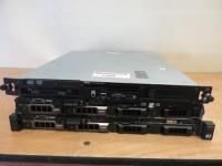3 x Dell PowerEdge R410 Rack Mount Servers to Include: 2 x Two 2.2.6Ghz Quad Core Processor, Bus Speed: 5.86 GT/s, 8.GB RAM. Comes with 2 x 500GB Barracuda SATA Hard Disc Drives & 1 x One 2.33 GHz Dual Core Processor, Bus Speed 1333MHz, 2GB Ram. NOTE: No 