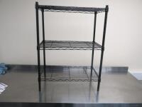 3 Tier Plastic Coated Wire Shelf, Size H79cm x W60cm x D35cm.