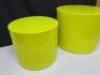 2 x Assorted Sized Danetti Pebble Mustard Gloss Plastic Nesting Side Tables, Size H38cm x Dia 48cm. - 2