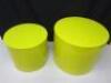 2 x Assorted Sized Danetti Pebble Mustard Gloss Plastic Nesting Side Tables, Size H38cm x Dia 48cm. - 3