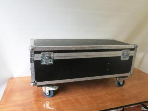 Mobile Metal Flight Case with Polystyrene Dividers, Size H48cm x W103cm x D45cm.