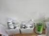 Large Quantity of Commercial & Domestic Kitchen Accessories to Include:Qty of White Crockery & Plastic Rice Bowls, 2 x Plastic Trays, 3 x Large Plastic Mixing Bowls,9 x Assorted Sized Metal Serving Trays, 2 x Mechline Grease Paks, 4 x Assorted Baking Tool - 9