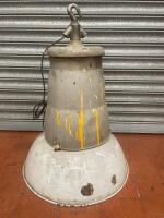 Large Vintage Metal Industrial Pendant Light with Enamel Inside, Diameter 50cm. Condition (As Viewed/Pictured).