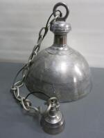 Antiqued Silver Industrial Ceiling Lamp with Metal Chain. Size Lamp 40cm & Chain Length 100cm, Total 140cm.