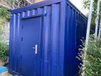 *** LATE ENTRY *** 10ft Steel Site Security Cabin with Window & Door. Features Stainless Steel Sink Unit with Cold Tap, Drainer & Additional Hot Water Boiler with Tap, Worktop & Shelving. Appears Unused Since Refurbishment.