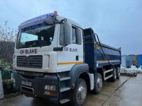 End of Lease - BJ08 HDX: MAN TGA.400 8x4 Lorry with Thompson Steel Tipper Body.