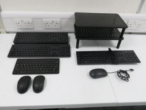 Quantity of Wired & Wireless Keyboards & Mouse to Include: 4 x Wireless Keyboards & 2 Wireless Mouse, 1 x Wired Keyboard & 1 x Wired Mouse. Comes with 2 x Bontec Monitor Height Adjustable Stands.