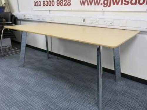 Wooden Meeting Table with Chrome Legs, Size H74 x W180 x D90cm.