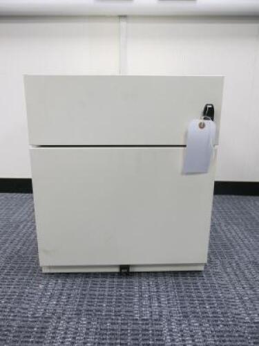 Metal 2 Drawer Pedestal In White, Size H50cm x W42cm x D56cm. Comes with Key.