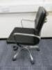 Soft Pad Height Adjustable Office Swivel Chair, Upholstered in High Class Black Leatherette with Chrome Arms & Base. - 2