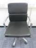 Soft Pad Height Adjustable Office Swivel Chair, Upholstered in High Class Black Leatherette with Chrome Arms & Base.