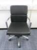 Soft Pad Height Adjustable Office Swivel Chair, Upholstered in High Class Black Leatherette with Chrome Arms & Base.
