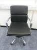 Soft Pad Height Adjustable Office Swivel Chair, Upholstered in High Class Black Leatherette with Chrome Arms & Base.