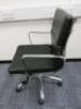 Soft Pad Height Adjustable Office Swivel Chair, Upholstered in High Class Black Leatherette with Chrome Arms & Base. - 2