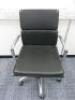 Soft Pad Height Adjustable Office Swivel Chair, Upholstered in High Class Black Leatherette with Chrome Arms & Base.
