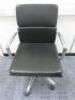 Soft Pad Height Adjustable Office Swivel Chair, Upholstered in High Class Black Leatherette with Chrome Arms & Base.