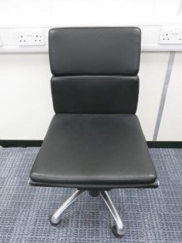 Soft Pad Height Adjustable Office Swivel Chair, Upholstered in High Class Black Leatherette with Chrome Base.