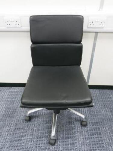 Soft Pad Height Adjustable Office Swivel Chair, Upholstered in High Class Black Leatherette with Chrome Base.
