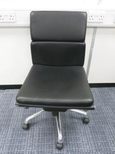 Soft Pad Height Adjustable Office Swivel Chair, Upholstered in High Class Black Leatherette with Chrome Base.