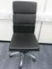 Soft Pad Height Adjustable High Back Office Swivel Chair, Upholstered in High Class Black Leatherette with Chrome Base.