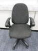 Multi Adjustable Office Swivel Chair, Upholstered in Grey Hopsack on Black Base.