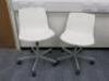 2 x Ikea Office Swivel Chairs on White Plastic Frame.