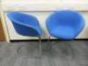4 x Arper Cantilever Board Room/Office Chair Upholstered in Blue Sack Cloth on Chrome Frame. - 2
