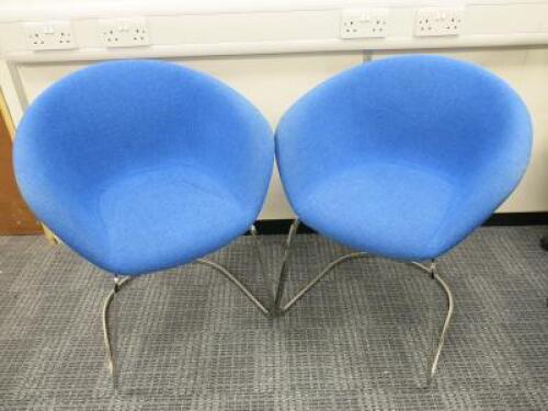 4 x Arper Cantilever Board Room/Office Chair Upholstered in Blue Sack Cloth on Chrome Frame.