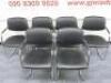 6 x Narbutas Cantilever Board Room/Office Chair Upholstered in Black Leather on Chrome Frame.